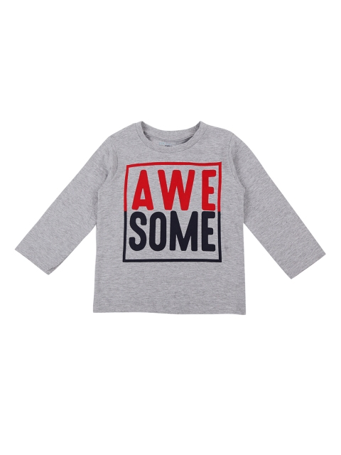 

Pantaloons Baby Boys Grey Melange Printed Round Neck T-shirt