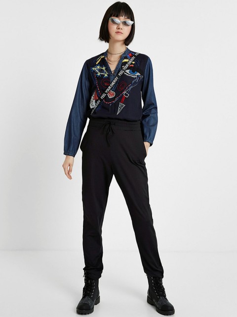 

Desigual Women Blue Printed Top