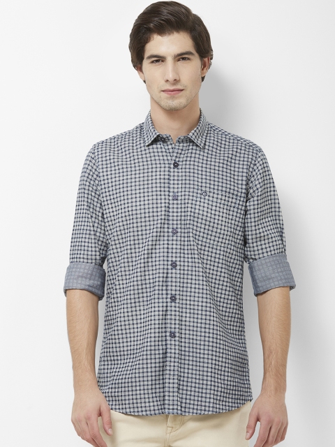 

Integriti Men Blue & Off-White Slim Fit Checked Casual Shirt