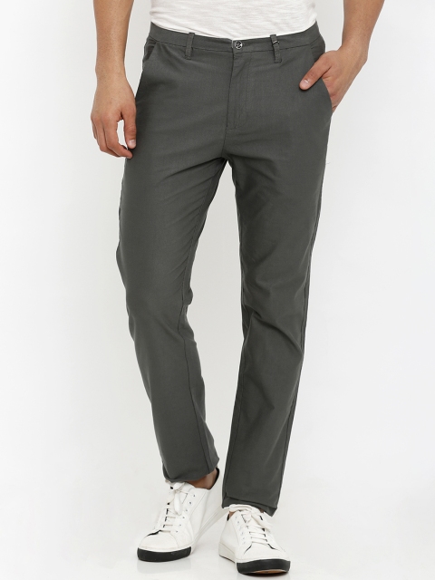 

Rex Straut Jeans Men Grey Smart Tapered Fit Solid Regular Trousers