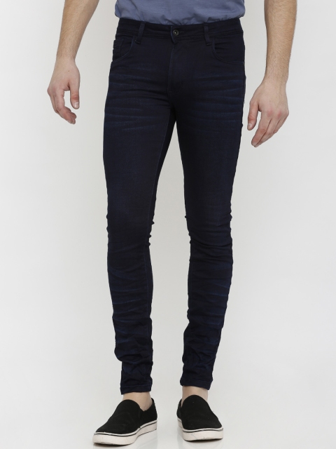 

Rex Straut Jeans Men Navy Blue Skinny Fit Mid-Rise Clean Look Stretchable Jeans