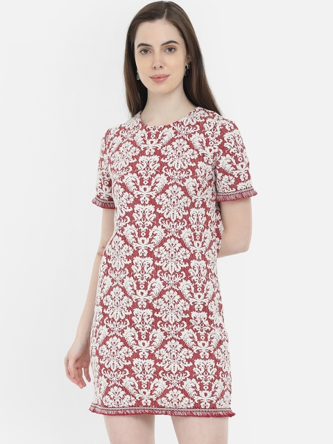 

COVER STORY Women Maroon & White Printed Sheath Dress