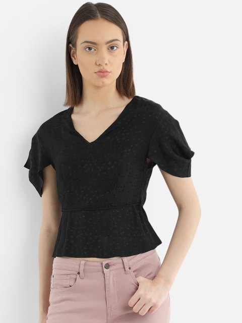 

COVER STORY Women Black Printed Top