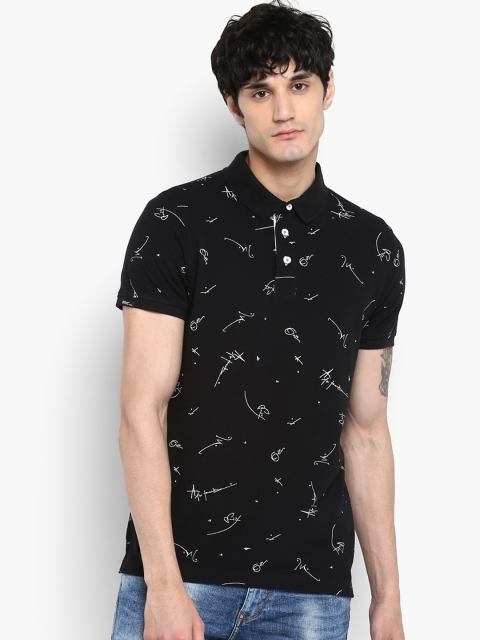 

SPYKAR Men Black & White Printed Polo Collar T-shirt