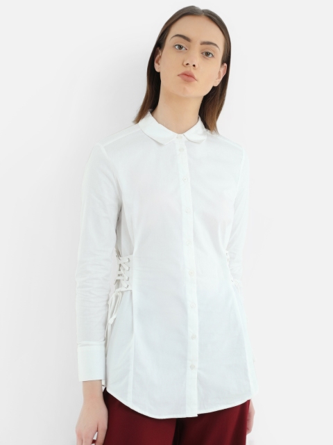 

COVER STORY Women White Regular Fit Solid Casual Shirt