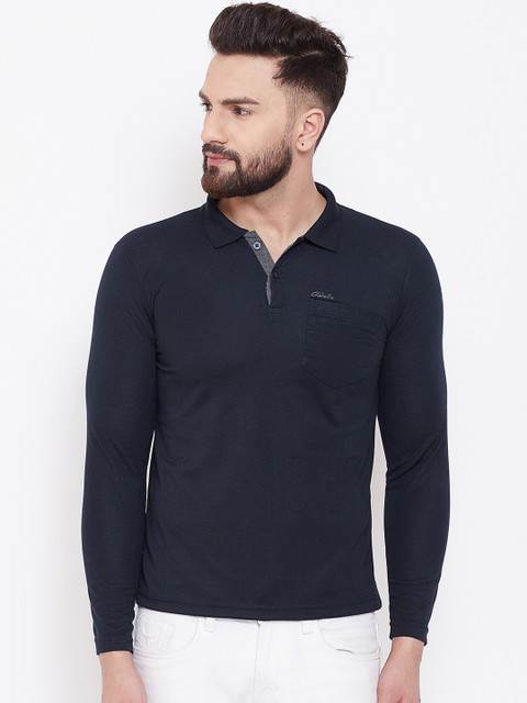 

Adobe Men Black Solid Polo Collar T-shirt