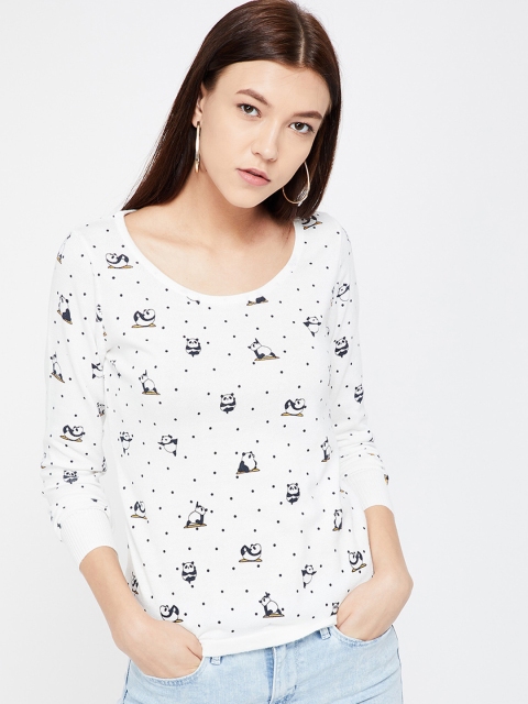 

Ginger by Lifestyle Women Off-White Printed Top