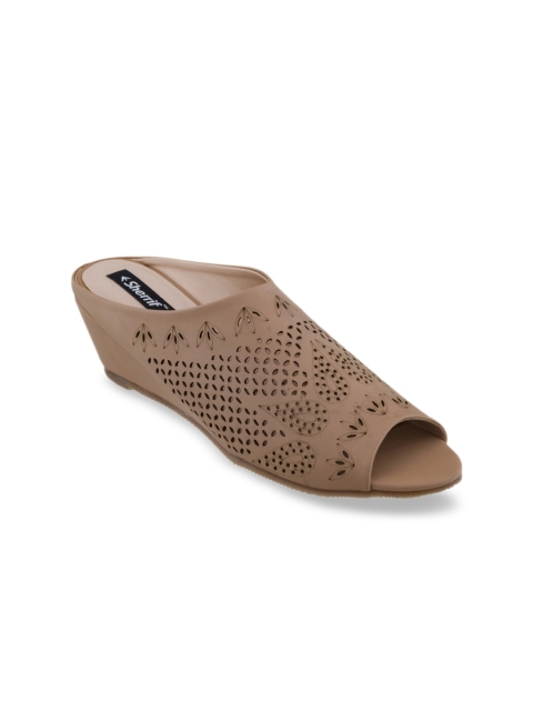

Sherrif Shoes Women Beige Textured Peep Toes