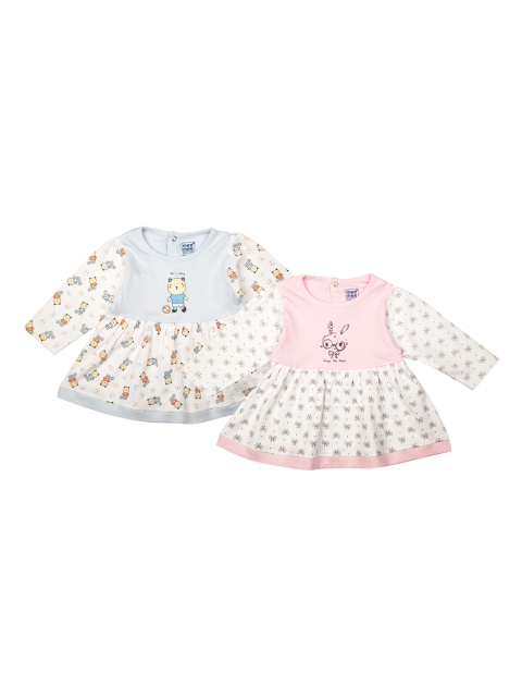 

MeeMee Girls Set Of 2Printed Blue Fit and Flare Dress