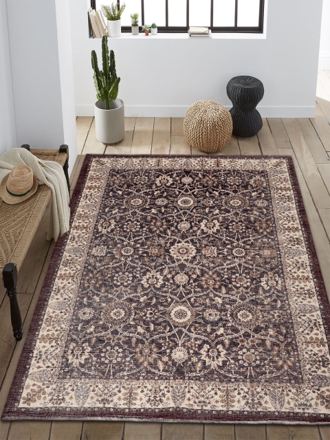 

Saral Home Maroon & Beige Floral Microfibre Polyester Digital Printed Anti-Skid Carpet