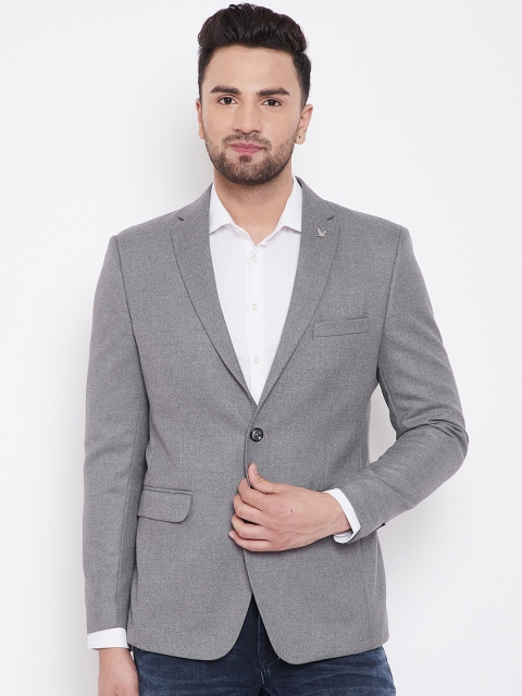 

Canary London Men Grey Solid Slim-Fit Single-Breasted Blazer