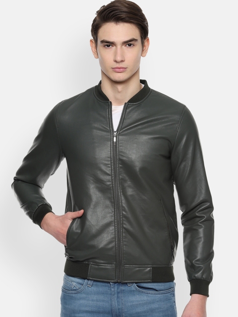 

V Dot Men Green Solid Jacket