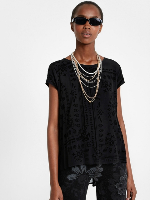 

Desigual Women Black Printed Top