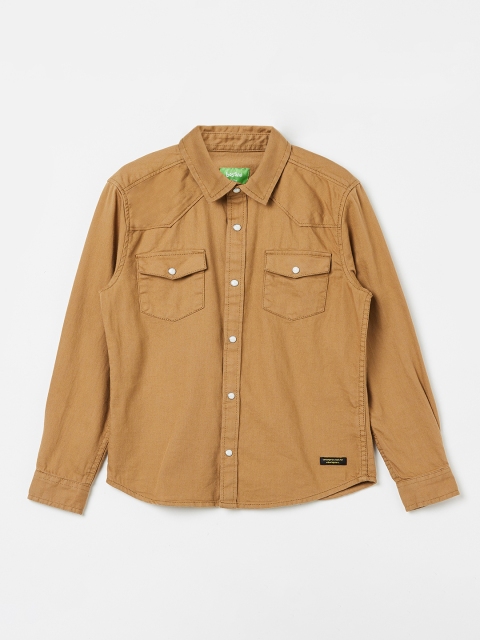 

Bossini Boys Tan Brown Regular Fit Solid Casual Shirt