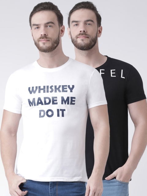 

GRIFFEL Men Pack Of 2 Printed Round Neck T-shirts, White