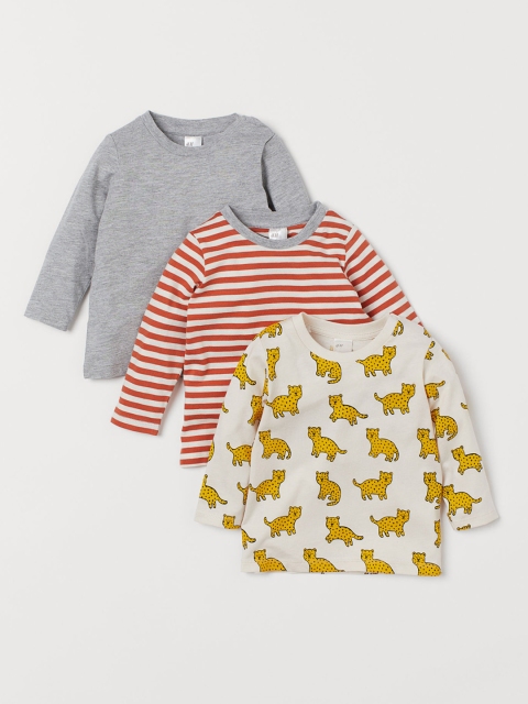 

H&M Boys 3-Pack Long-Sleeve Jersey Tops, Orange