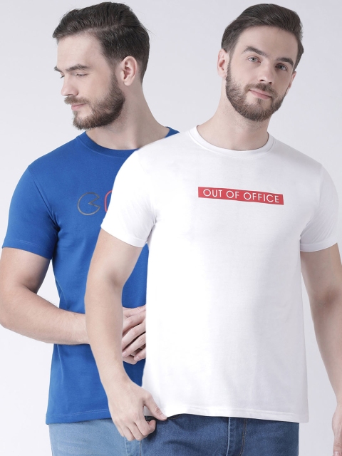 

GRIFFEL Men Pack Of 2 Printed Round Neck T-shirts, White