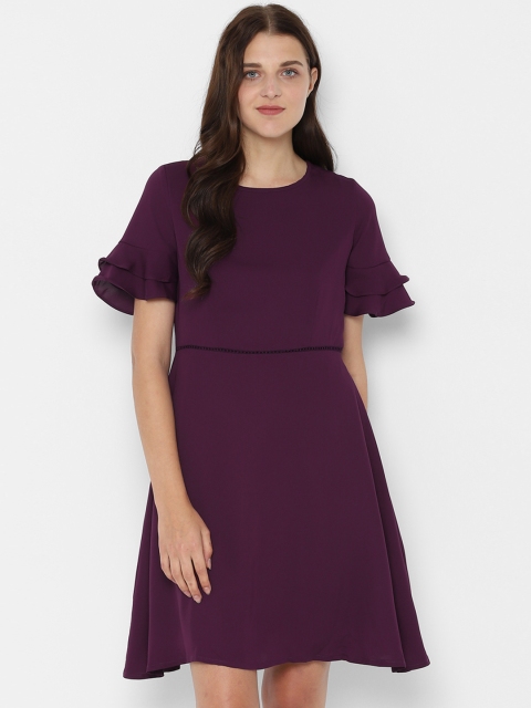 

Allen Solly Woman Women Solid Purple A-Line Dress