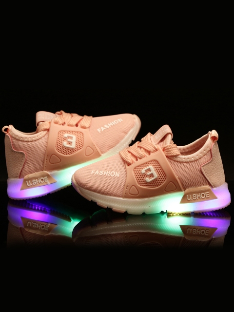 

PASSION PETALS Girls Peach-Coloured LED Lightweight Sneakers
