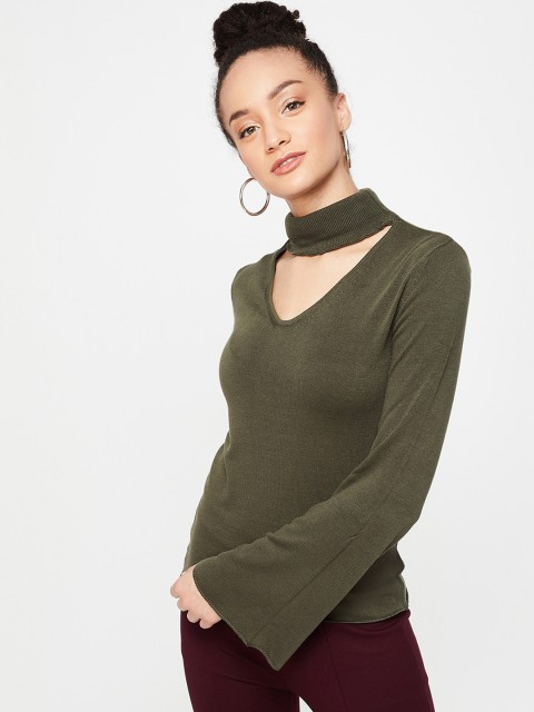 

Ginger by Lifestyle Women Olive Green Solid Top