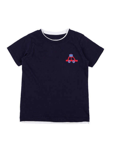 

Pantaloons Baby Boys Navy Blue Solid Round Neck T-shirt