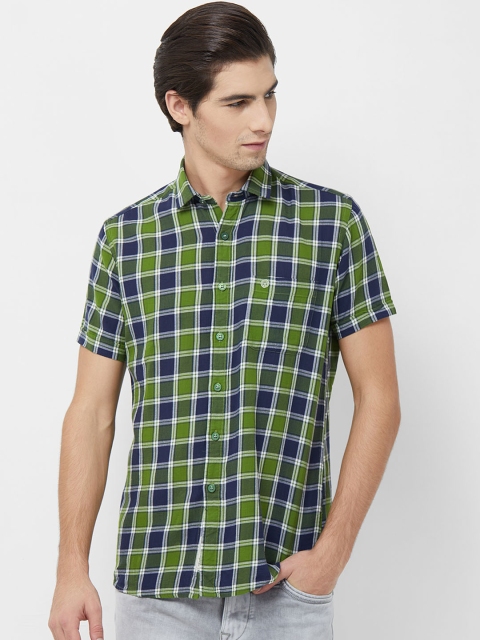 

Integriti Men Green & Blue Slim Fit Checked Casual Shirt