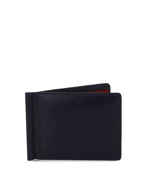 

Red Tape Men Navy Blue Solid Leather Money Clip
