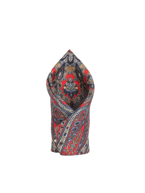 

Alvaro Castagnino Navy Blue & Red Ethnic Motif Silk Pocket Square