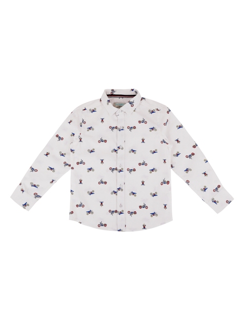 

Pantaloons Junior Boys White Regular Fit Printed Casual Shirt