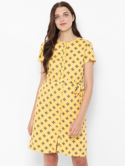 

Allen Solly Woman Women Printed Yellow Shirt Dress