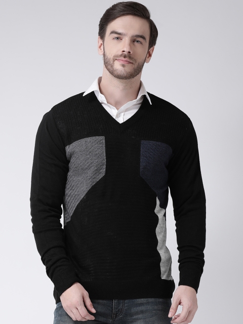 

COBB Men Black & Grey Colourblocked Sweater
