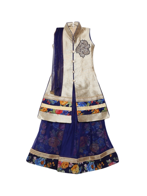 

Kidling Blue & Beige Embroidered Ready to Wear Lehenga & Blouse with Dupatta