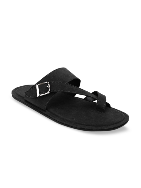 

SCENTRA Men Black Solid Suede Comfort Sandals