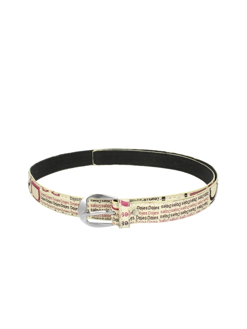 

LONDON FASHION hob Women Off-White & Black Printed Slim Belt
