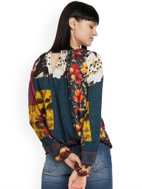 

Desigual Women Multicoloured Printed Blouson Top, Multi