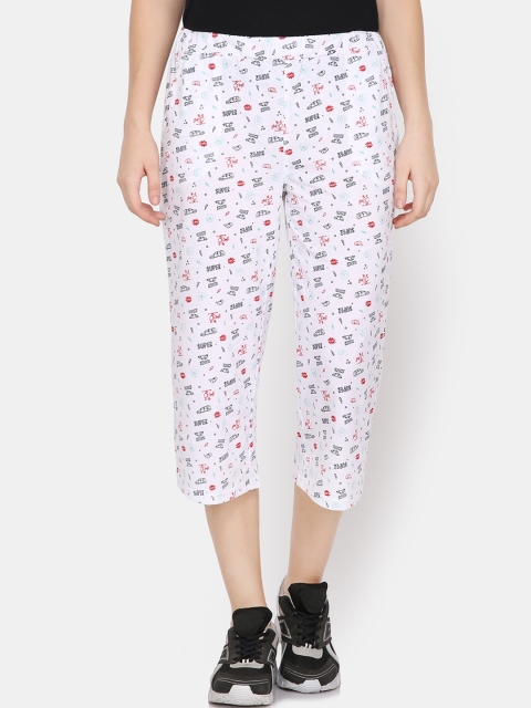

Yaadleen Women White Printed Loose Fit Capris