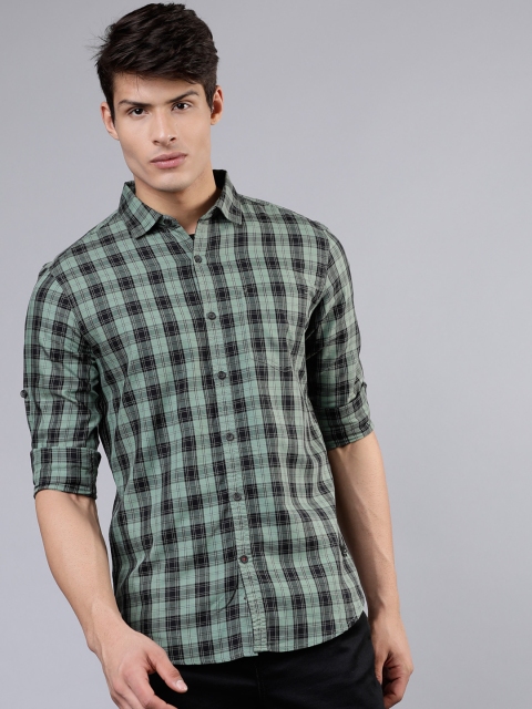 

Ecko Unltd Men Green & Black Slim Fit Checked Casual Shirt