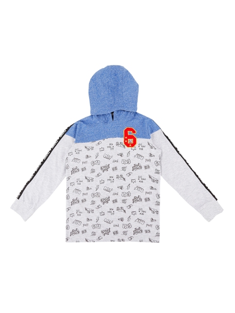 

Pantaloons Junior Boys Grey Melange Printed Hood T-shirt