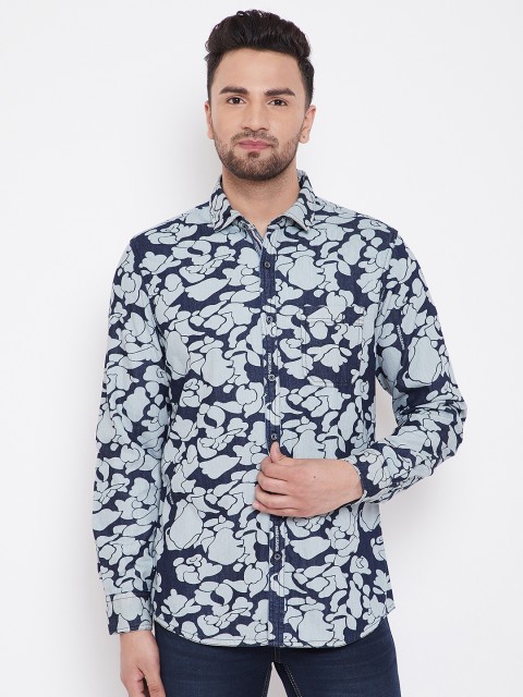 

Canary London Men Blue & Grey Slim Fit Printed Casual Shirt