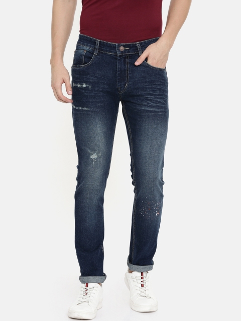 

CINOCCI Men Blue Slim Fit Mid-Rise Low Distress Jeans