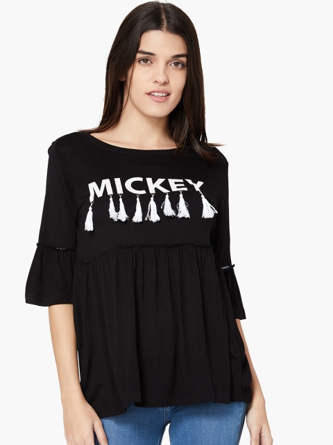 

Ginger by Lifestyle Women Black Printed A-Line Top