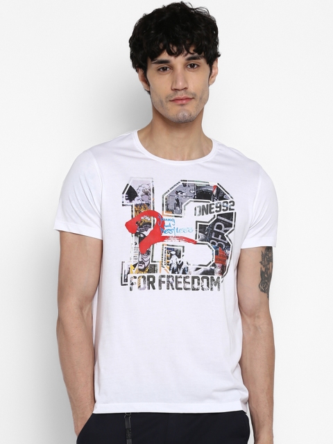 

SPYKAR Men White Printed Round Neck T-shirt