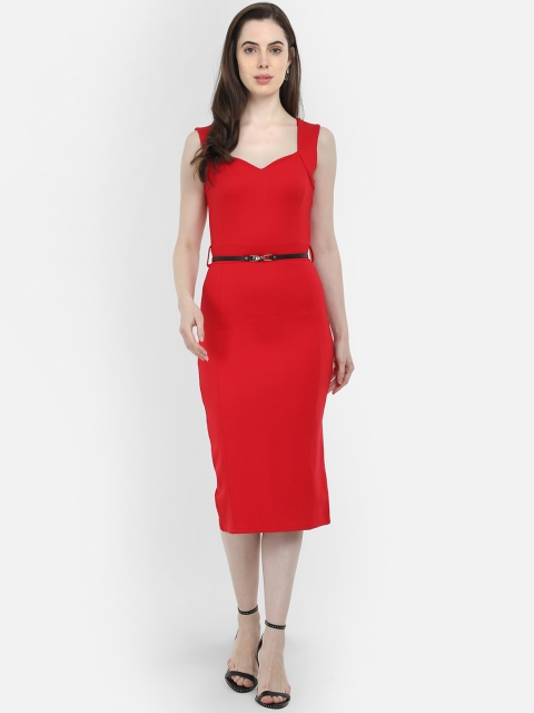 

COVER STORY Women Red Solid Sheath Dress