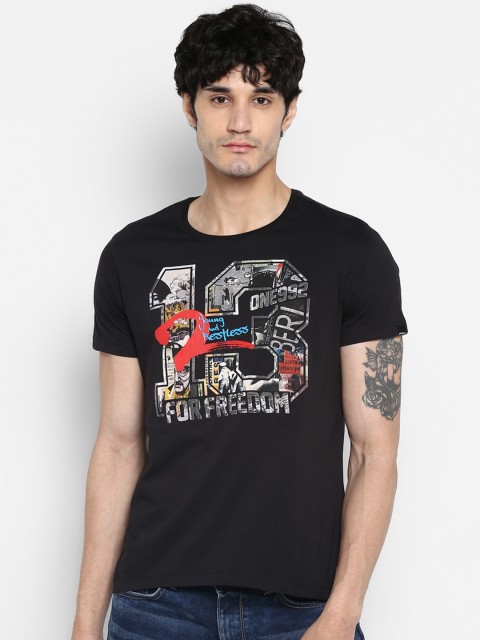

SPYKAR Men Black & Red Printed Round Neck T-shirt