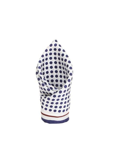

Alvaro Castagnino White & Navy Blue Printed Silk Pocket Square