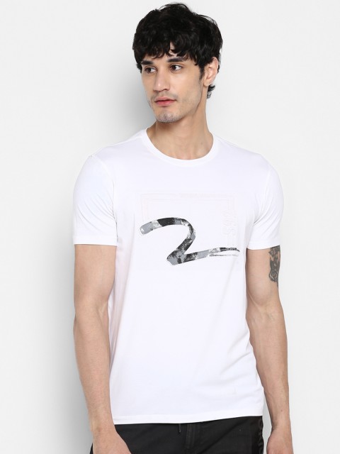 

SPYKAR Men White Printed Round Neck T-shirt