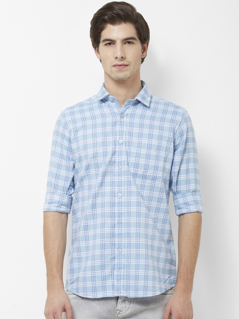 

Integriti Men Blue & White Slim Fit Checked Casual Shirt