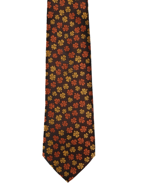 

Calvadoss Men Brown & Orange Woven Design Broad Tie