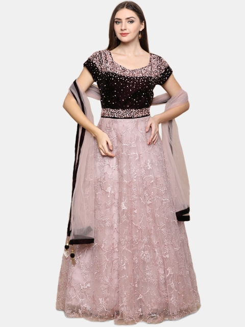 

Koskii Women Lavender Embellished Maxi Dress With Dupatta