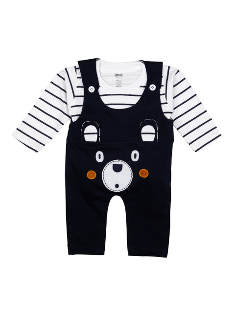 

MeeMee Boys Black Embroidered Dungaree with T-Shirt